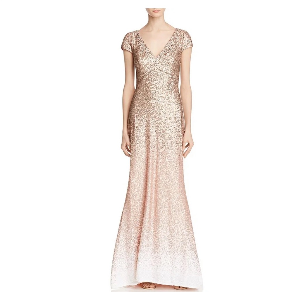 Carmen Marc Valvo Sequin Ombré Dress size 16 gold
